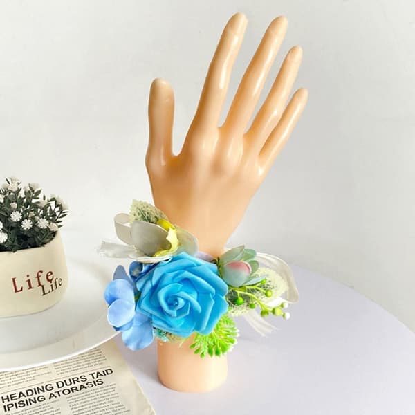 Rose Håndledd Bracet Bride Håndledd Blomster BLÅ Blue