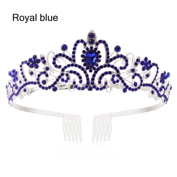 Hopeinen Tiara Crown Crystal -pääpanta ROYAL BLUE ROYAL BLUE Royal blue