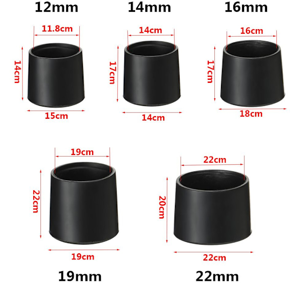 10st/ set Stolben Caps Möbelfötter TRANSPARENT 22MM Transparent 22mm