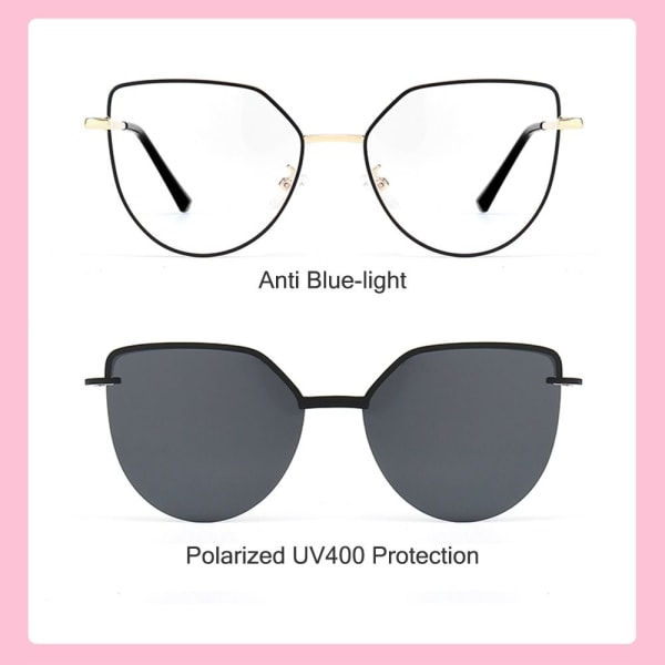 3-i-1 Cat Eye-briller Anti-Blue Light-briller SVART INNSTILLING Black frame