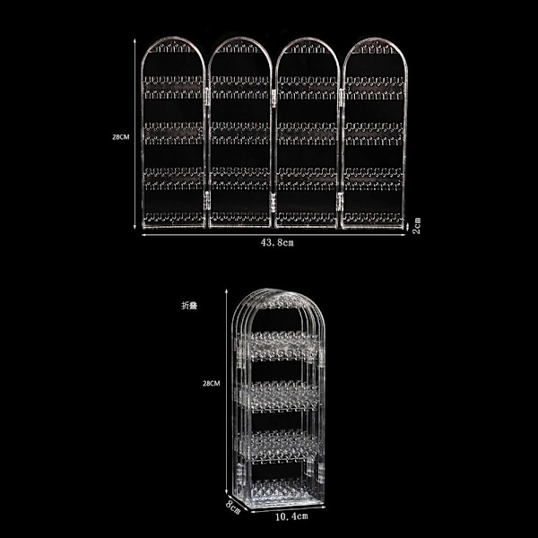 Örhänge Display Hållare Örhängen Studs Display Rack transparent 2 Fan-2 Fan