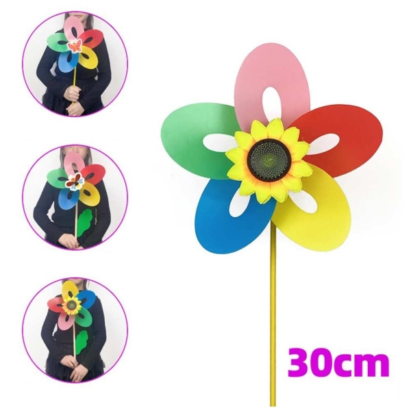 Farverige solsikkevindmøller Layout Pinwheels Legetøj 6 6 6