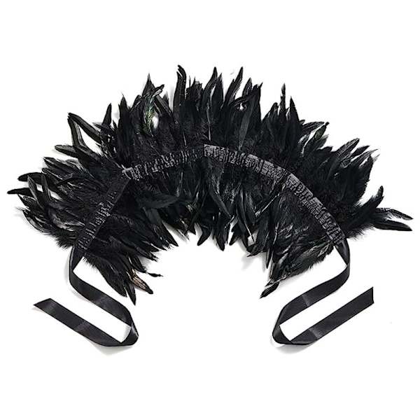 Fjer kappe Fjer Sjal SORT Black