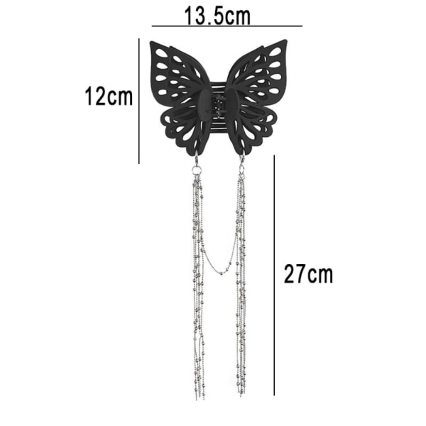 Butterfly Tofs Hair Claw Ponytail Claw Clip SVART black