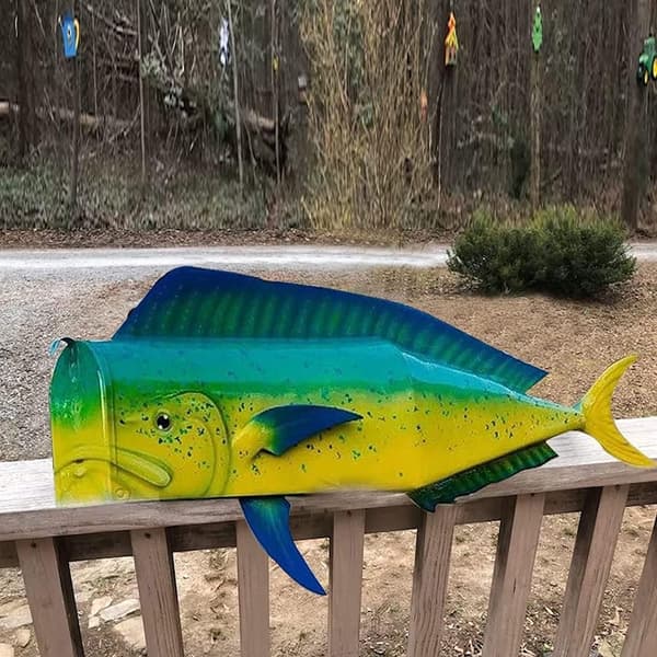 Fish Mailbox Post Letter Box Decor Dolphinfish -postilaatikot