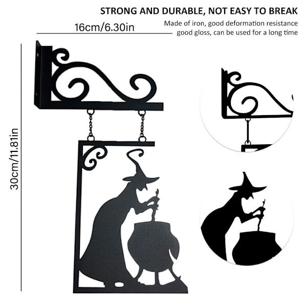 Witch Silhouette Patsas Puutarhakulmakyltti 40X23CMBLACK WITCH 40x23cmBlack Witch