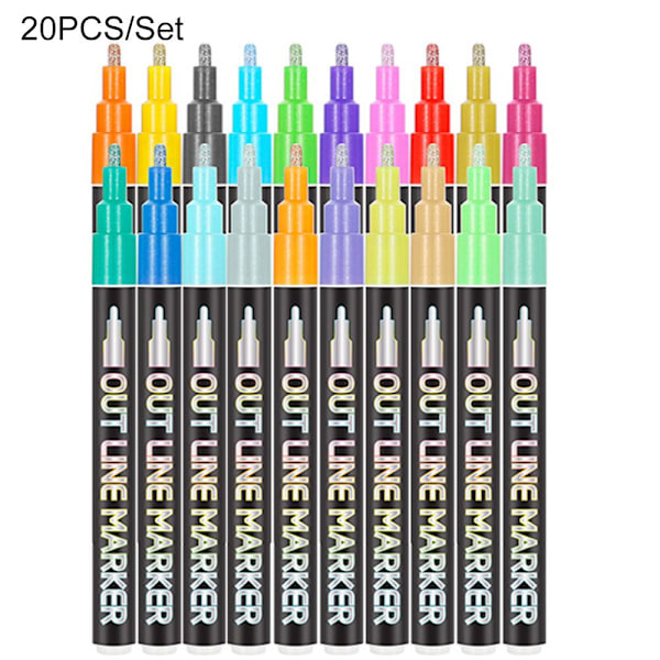 Double Line Penna Metallic Markers 20ST/ SET