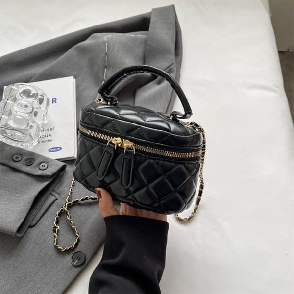 Plaid Chain Bag Mini Diamond Bag HVIT White