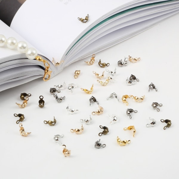600 st Anslutningsspänne Fitting Crimps Beads Connector SILVER Silver