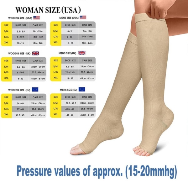 Kompresjonssokker Sport Kompresjonssokker HUDFARGE S/M Skin Color S/M