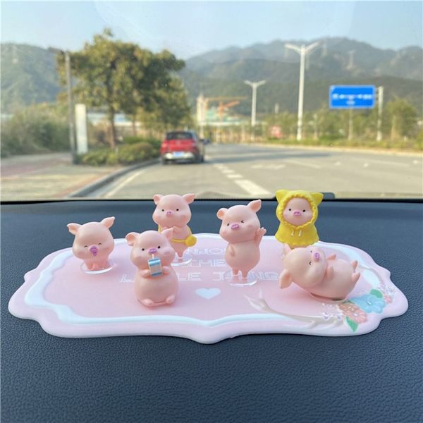6st bilprydnader Piggy Center Console Dekoration Bil