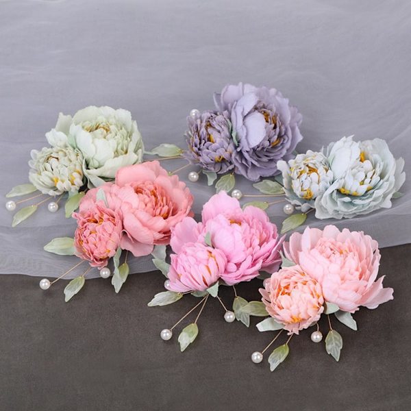 Flower Hair Clip Pearl Floral Hair Pins PINK Pink