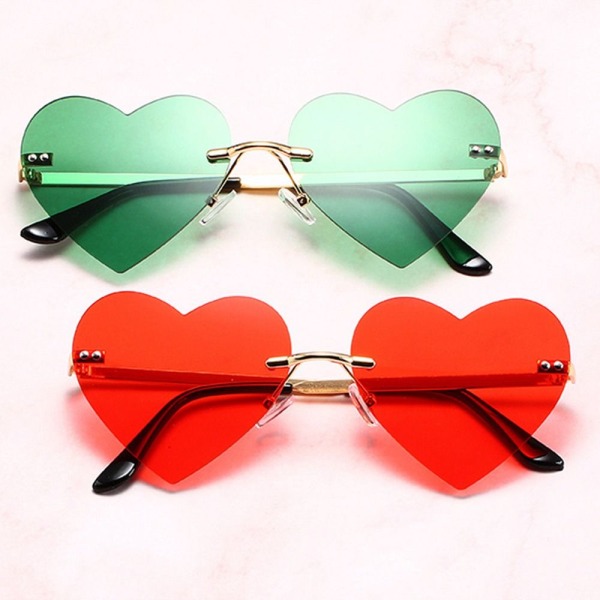 Rimless Heart Sunglasses Pink Hippie Sunglasses KELTAINEN Yellow