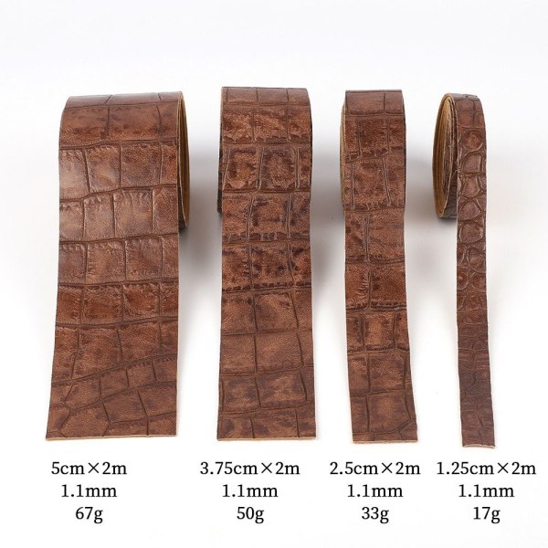 Krokodilmönster Läderrem Läderremsa BRUN 5CM brown 5cm