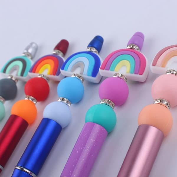 2 STK Beaded Pen Kuglepen PINK Pink