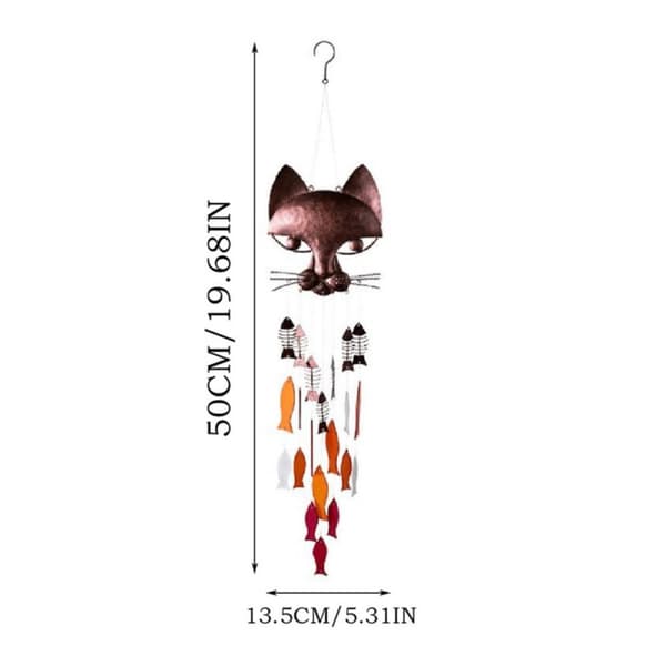 Wind Chime Cat and Fish Metal