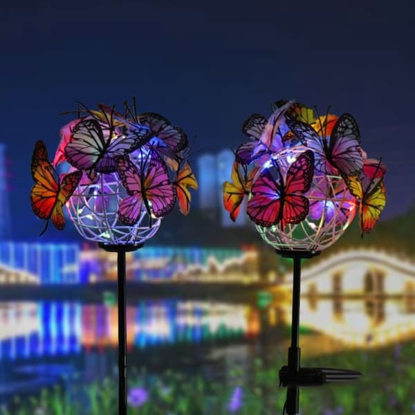 2PACK Butterfly Ball Wind Chime Lampe Butterfly LED Solar Light 2pcs