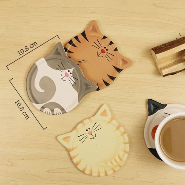 4 stk Keramik Absorberende Coaster Cat Keramisk Coaster Keramik Cat