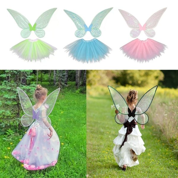 Butterfly Fairy Wings Princess Angel Wings VIHREÄ (4 KPL) VIHREÄ Green (4 Pcs)