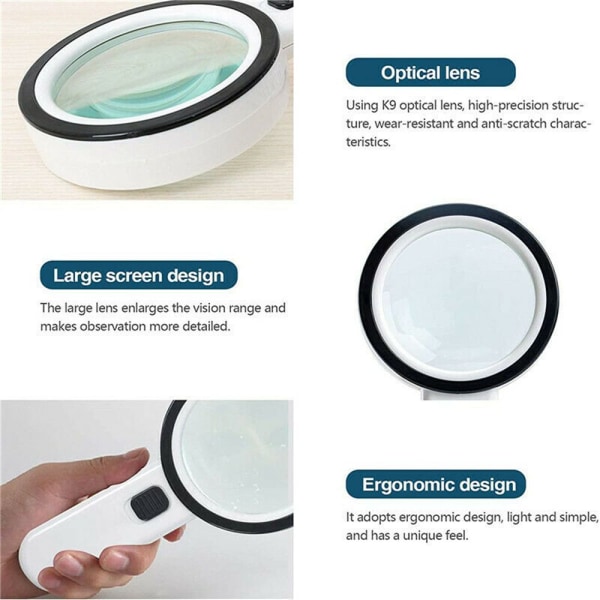 Förstoringsglas 30X med LED -belyst