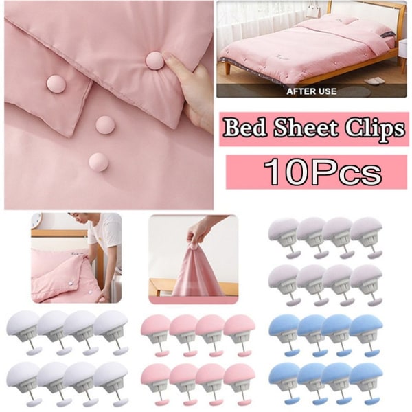 10 STK Anti-Slip Mushroom BedSheet Quilt Clip En nøkkel for å låse opp hvit