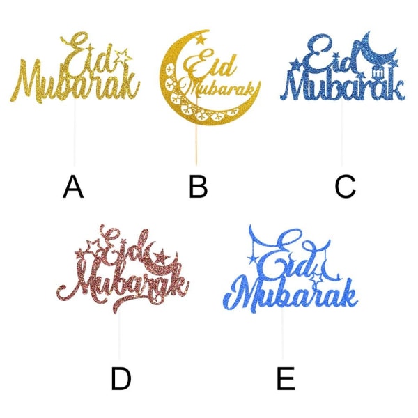 5 st Eid Mubarak Bak Cupcakes Toppers B B