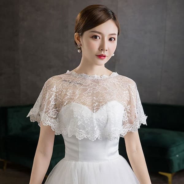 Bride Shawl Evening Prom Cape HVIT white