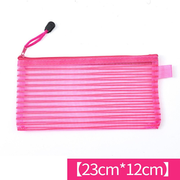 20 STK Stripe File Bag Lynlås Opbevaringspose Mesh Lige