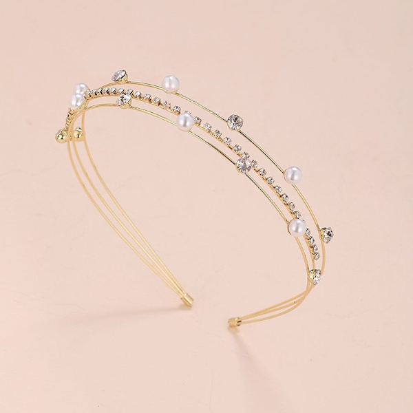 Rhinestone Hårbøyle Brudehårtilbehør GOLD1 GULL1 Gold1