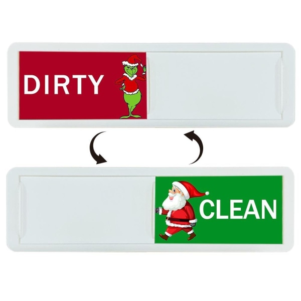 Christmas Clean Dirty Sign Reminder Signs WHITE STYLE 2 STIL 2 White Style 2-Style 2