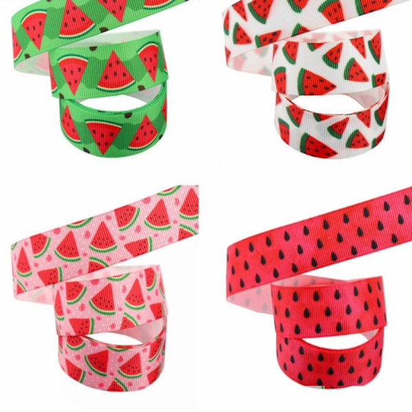 4 rullar 20 Yards Watermelon Ribbon Wired Edge Ribbon Sommar