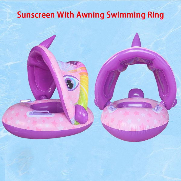 Baby Float med Tak Solskydd Badring Simring grön