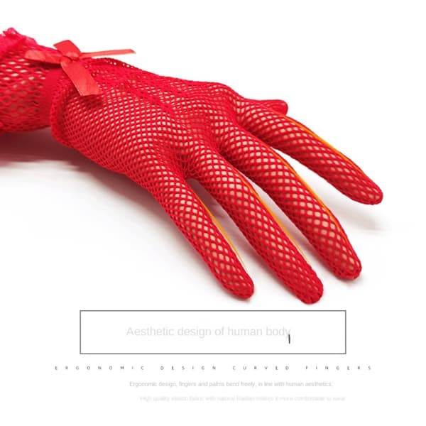 Fishnet Mesh hansker Brudehansker RØD Red