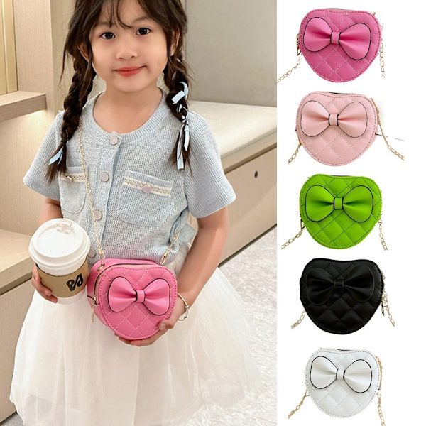 Girls Crossbody Laukku Lasten Heart Käsilaukut MUSTA black