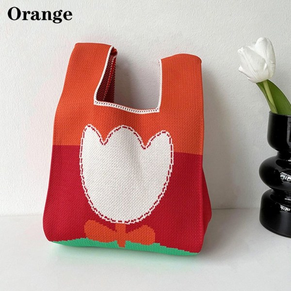 Knit Handbag Knot Wrist Bag ORANGE orange