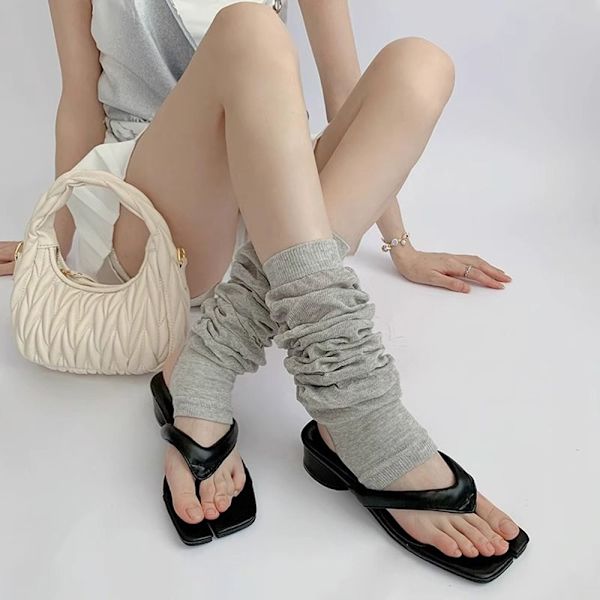 1Pari polvisukat Pile Up -sukat VAALEANHARMAA Light Gray