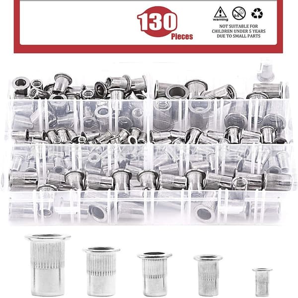 130 Styck Nitmutter Flat Head Rivnut Insatsmutter