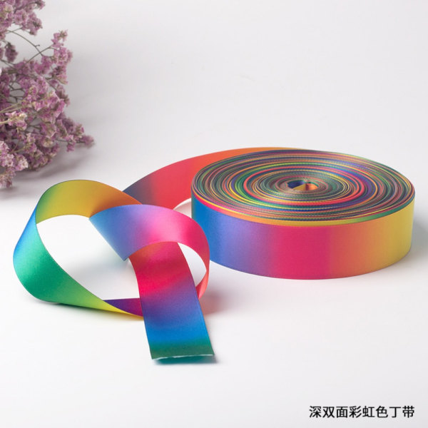 Rainbow Gradient Ribbon Tie Dye Ribbon Rainbow Satin