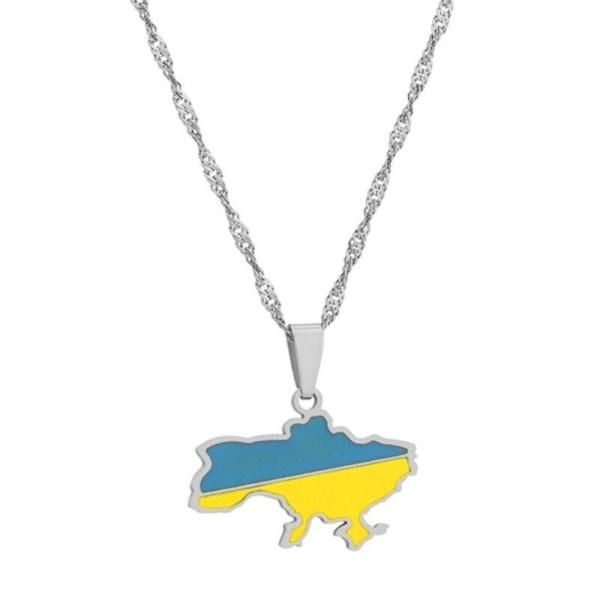 Ukraine Map Hänge Halsband Halsband SILVER Silver