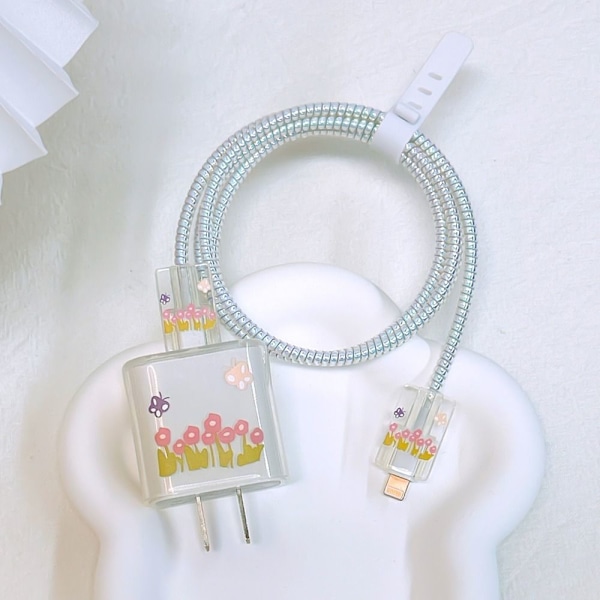 2Set Datakabel Winder Laddare Adapter Case MEADOW BUTTERFLY Meadow Butterfly
