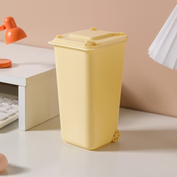 Mini søppelbøtte på skrivebordet GUL UTEN KLISTREMERKER UTEN Yellow Without Stickers-Without Stickers