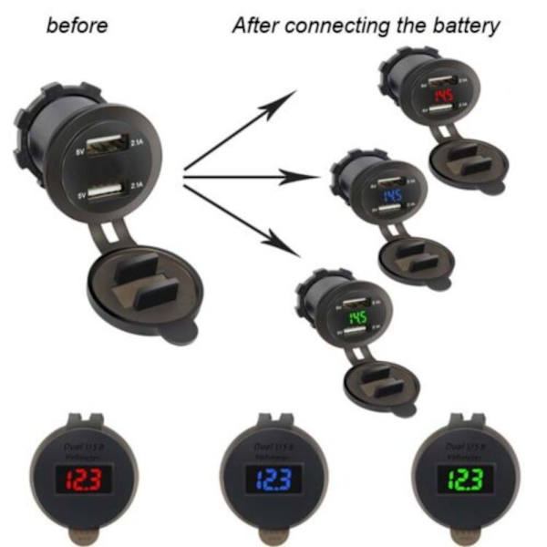 Billader 2-veis dobbel adapter RØD red