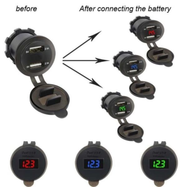 Biloplader 2-vejs dobbeltadapter BLÅ blue
