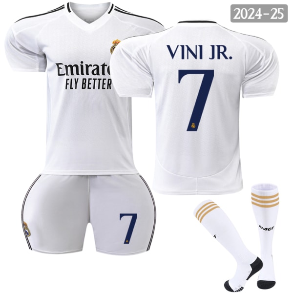 2024-2025 Real Madrid Hjemmefotballdrakt for barn Vinicius nr. 7 VINI JR 20