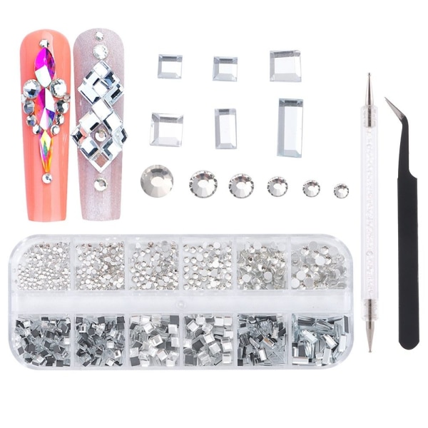 12Gird Box Nail Art Diamond Rhinestones STIL A STIL A Style A