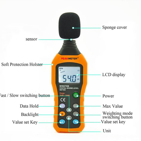 Decibelmåler Digital lydniveaumåler Lydstøjmål