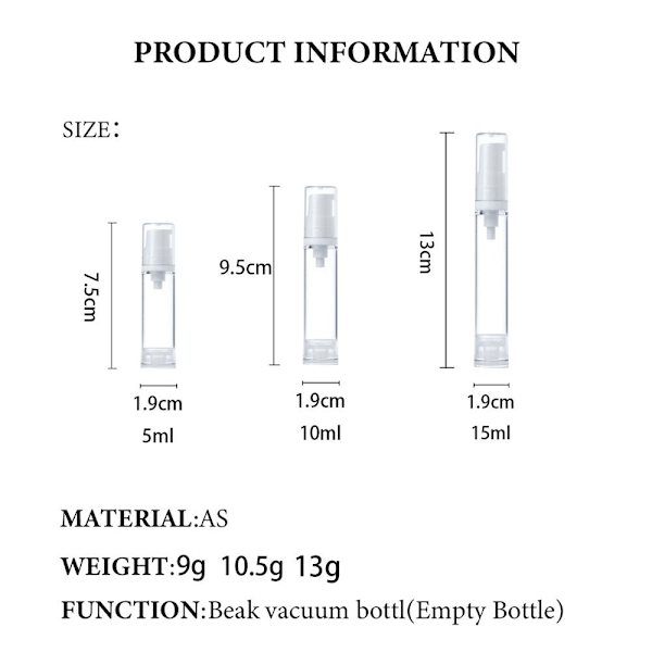 5 st 5ml/10ml/15ml parfymspruta sprayflaskor 10ML 5PCSEYE 10ml 5PcsEye Cream