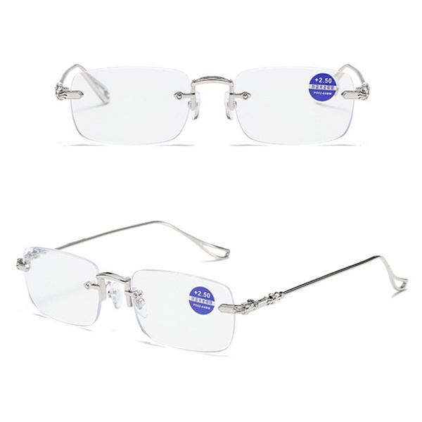 Anti-blått ljus Läsglasögon Fyrkantiga glasögon SILVER Silver Strength 250