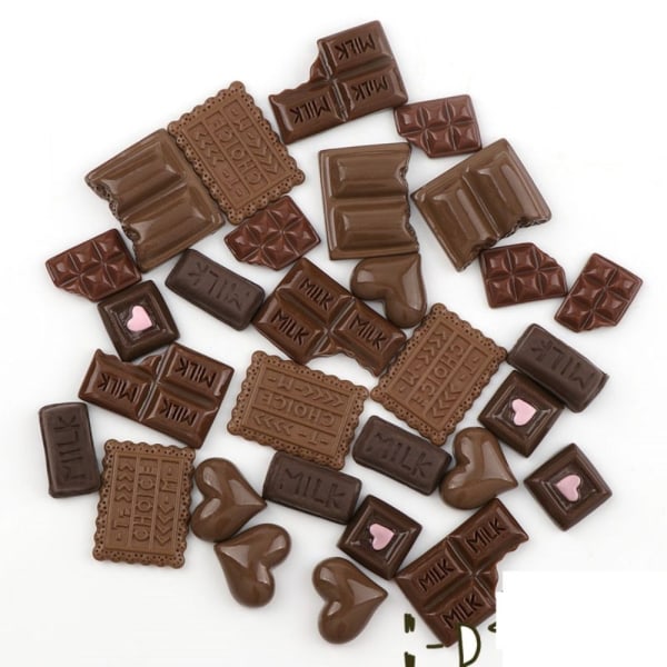 60 Stk Simulering Chokolade Charm Chokolade Resin Flatback Fake