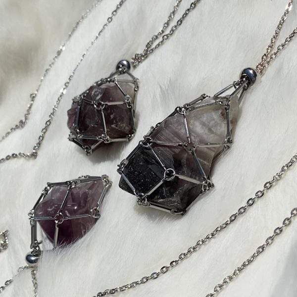 Crystal Holder Cage Necklace Crystal Net Metal Necklace S S